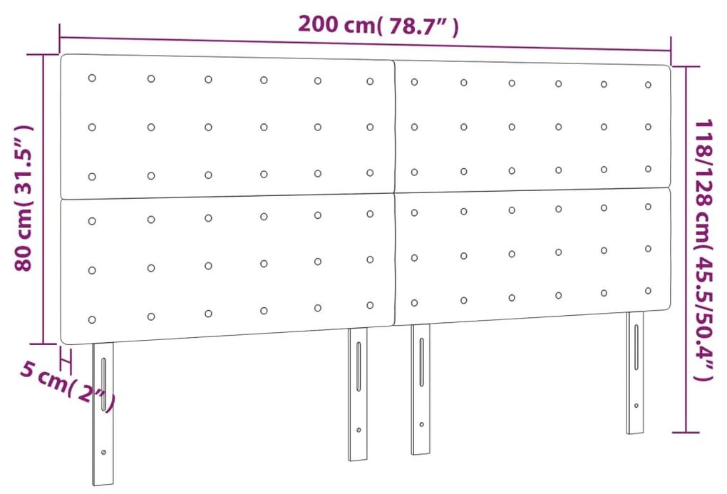 Tablie de pat cu LED, negru, 200x5x118 128 cm, textil 1, Negru, 200 x 5 x 118 128 cm