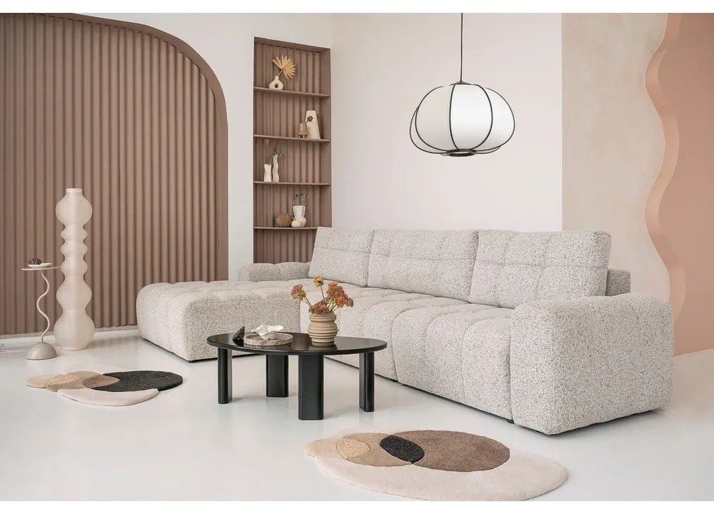 Colțar modular bej extensibil/cu spațiu de depozitare (cu colț pe partea stângă) Lulu – Miuform