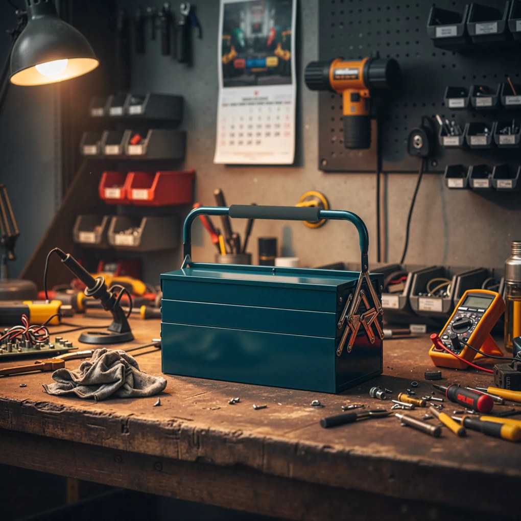 DURHAND Cutie de unelte Caseta de unelte Montaj Cufăr de unelte gol economisire spațiu cu 5 rafturi pliante stabil Oțel (SPCC) Verde închis 45 x 20 x 34,5 cm | Aosom Romania