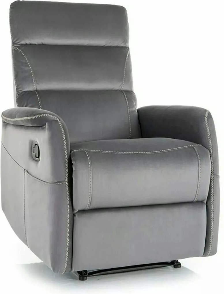 Fotoliu recliner SOLON M, stofa catifelata gri - Bluvel 14, 74x86/162x