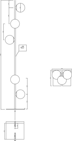 Ondaluce - Lampadar MONILE, 5xE14/10W/230V, 170 cm, negru/negru fumuriu