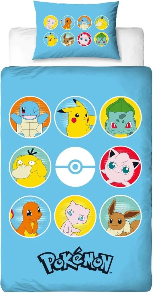 Lenjerie de pat pentru copii POKÉMON TEAM colorata Dimensiune lenjerie de pat: 70 x 80 cm | 140 x 200 cm