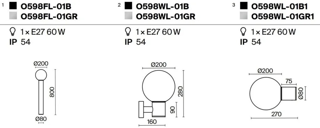 Aplica de perete exterior IP54 Bold gri