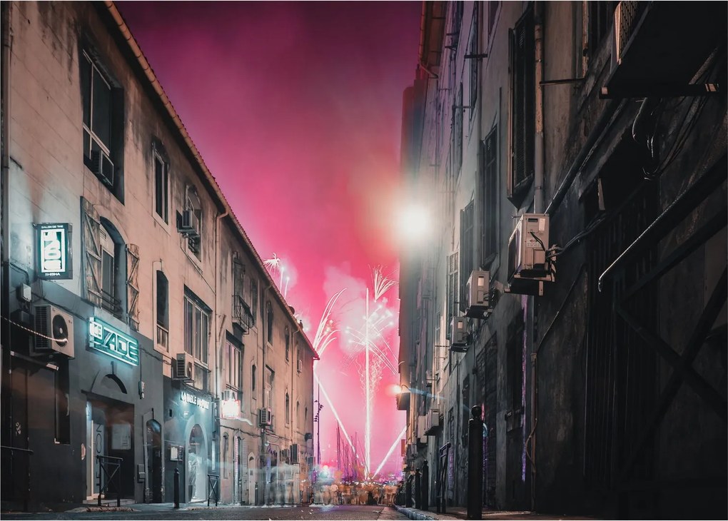 Tablou pe sticlă - Artificii din Marseille (70x50 cm)