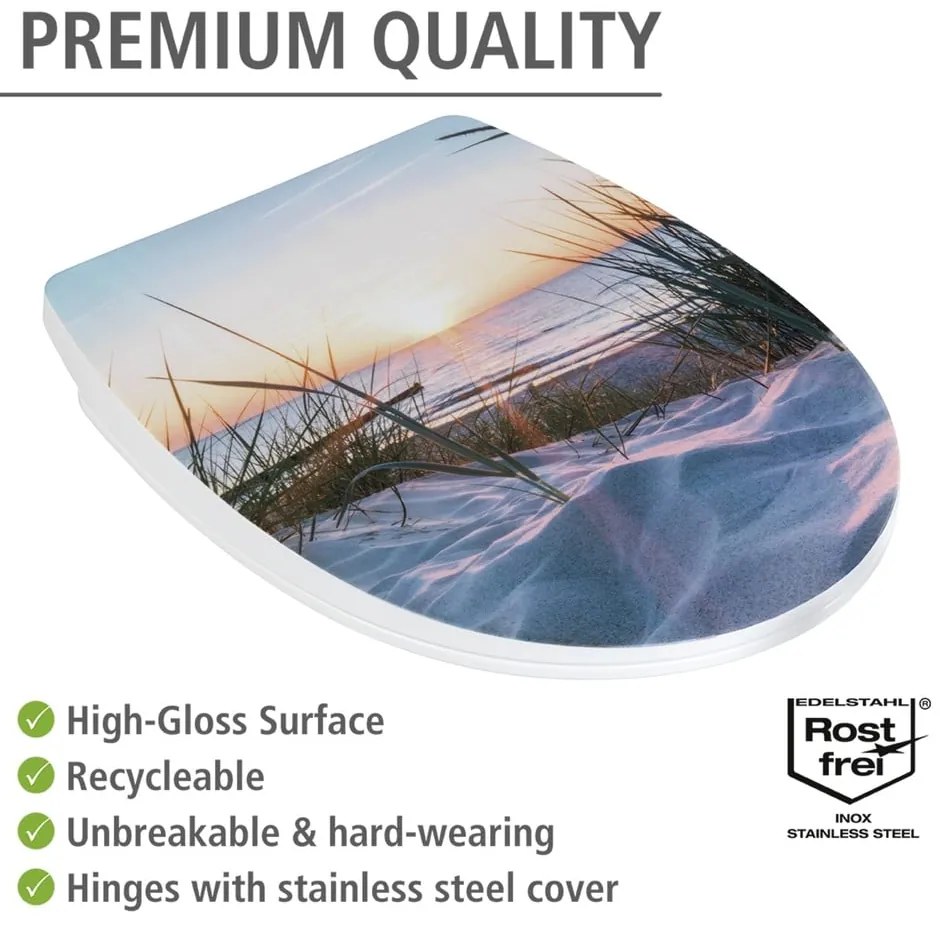 Capac WC 36,5 x 45 cm Easy-Close (cu închidere automată) Baltic – Wenko