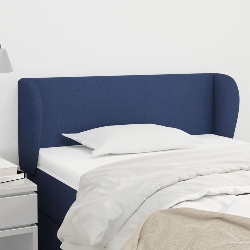 3116852 vidaXL Tăblie de pat cu aripioare albastru 93x23x78/88 cm textil