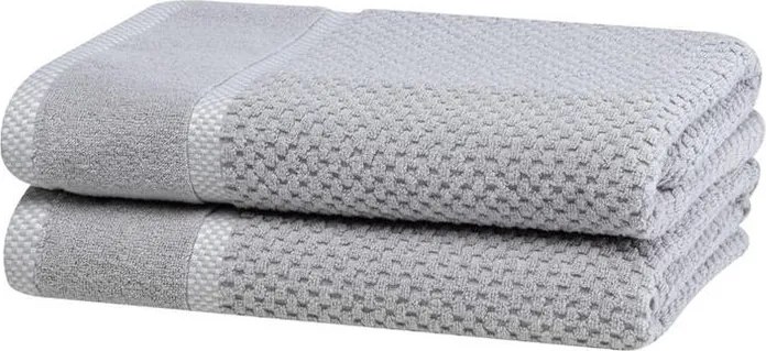 decoDoma Set de 2 prosoape de baie din frotir MODENA gri 70 x 140 cm
