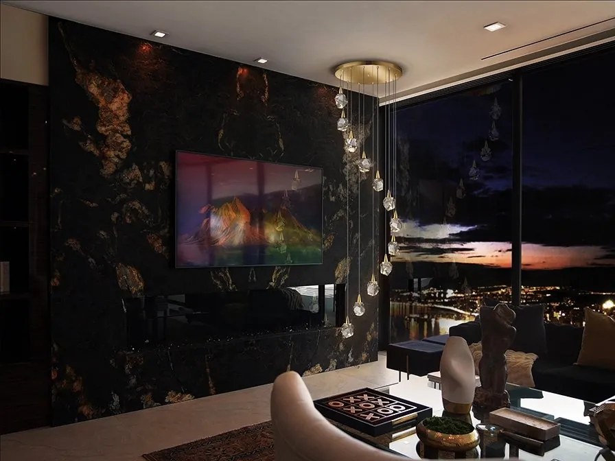 Lustra LED XXL casa scarii design modern decorativ Aquaria 12L aurie