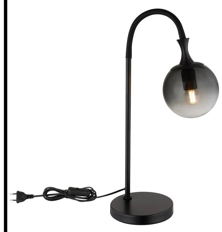 Veioza design modern DALTON negru/fumuriu