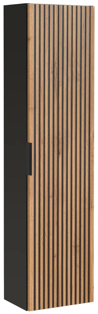 Set MOBILIER BAIE Xiy 60 CM, MDF RIFLAT, CULOARE STEJAR CU INSERTII NEGRE, LAVOAR INCASTRAT