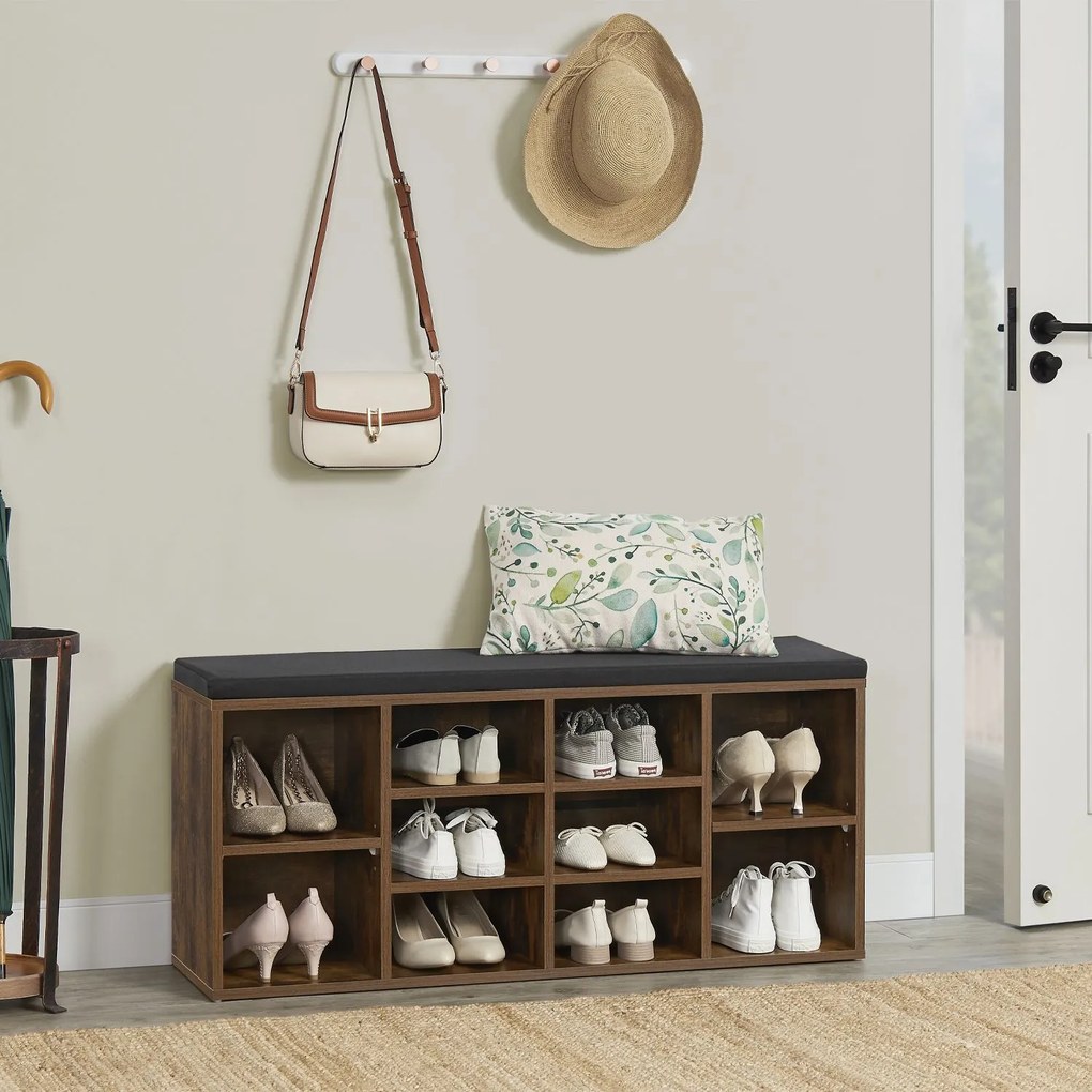 Suport pantofi cu captuseala 104 x 30 x 48 cm maro antic