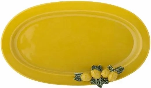 Platou oval din ceramică stoneware cu lămâi în relief, L36×W21×H5 cm, „Limone Serving Plate"