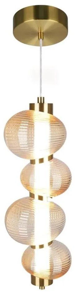 Lustră suspendată pe cablu BOLLA, LED/17W/230V, Ø 16 cm, auriu/bej fumuriu