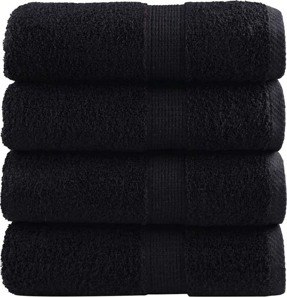 vidaXL Prosoape oaspeți premium SOLUND 4 buc. negru 30x50 cm 600 gsm