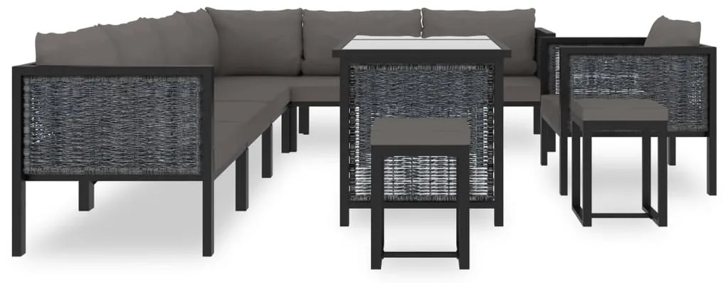 49404 vidaXL Set mobilier de grădină cu perne, 10 piese, antracit, poliratan