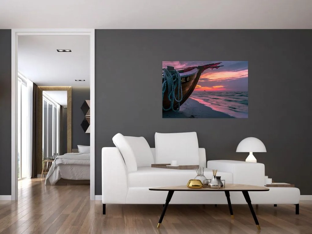 Tablou -Barcă la mal (90x60 cm)