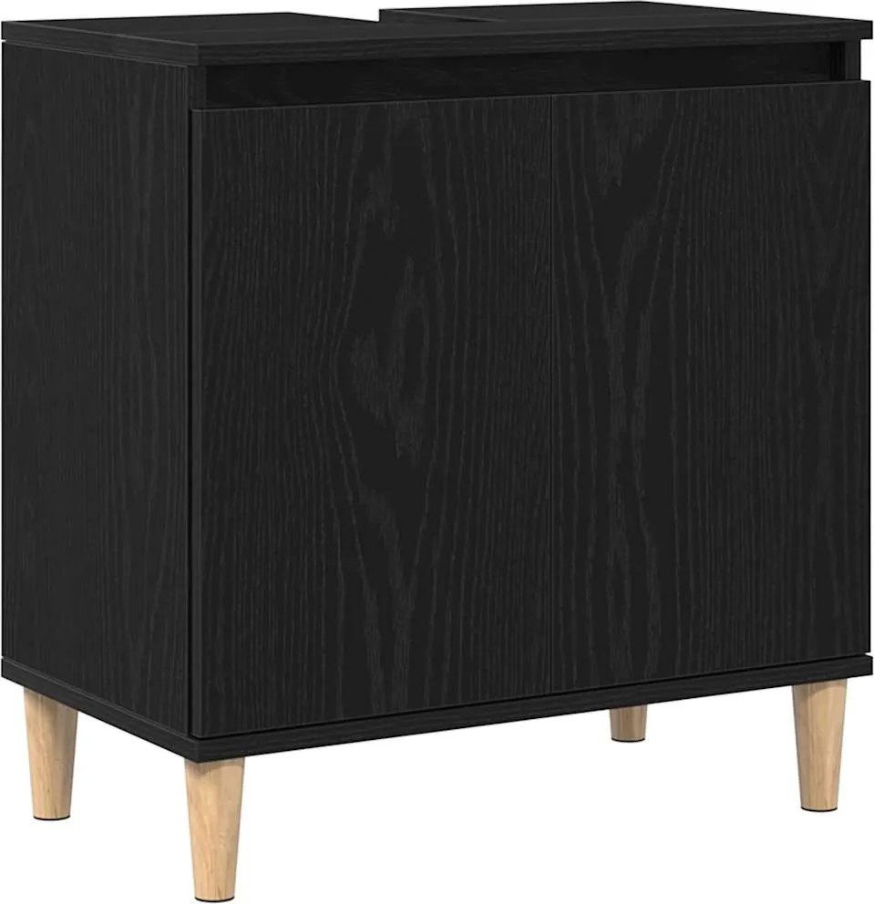vidaXL Dulap pentru Chiuveta de Baie Stejar Negru 58 x 33 x 60 cm