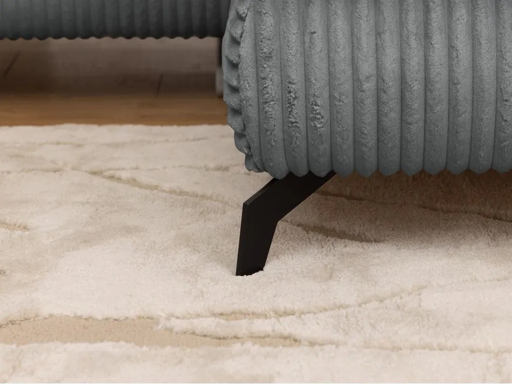 Colțar gri cu tapițerie din catifea reiată (cu colț pe partea dreaptă/în formă de ”L”) Marbeya – Ropez