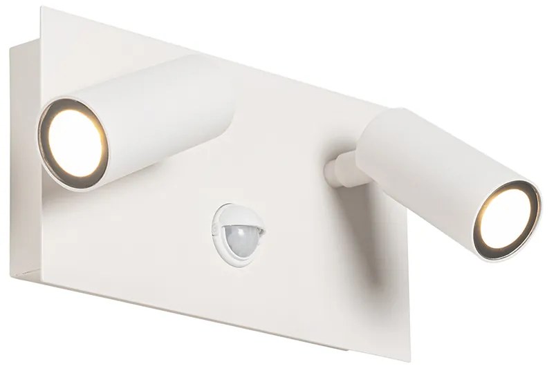 Lampă de perete exterioară albă cu LED inclusă, senzor de mișcare cu 2 lumini - Simon