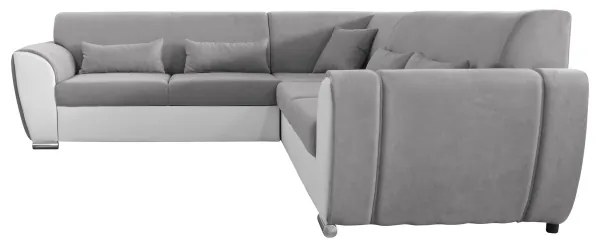 Colțar extensibil în formă de L cu spațiu de depozitare VISEU, partea dreaptă, gri/alb