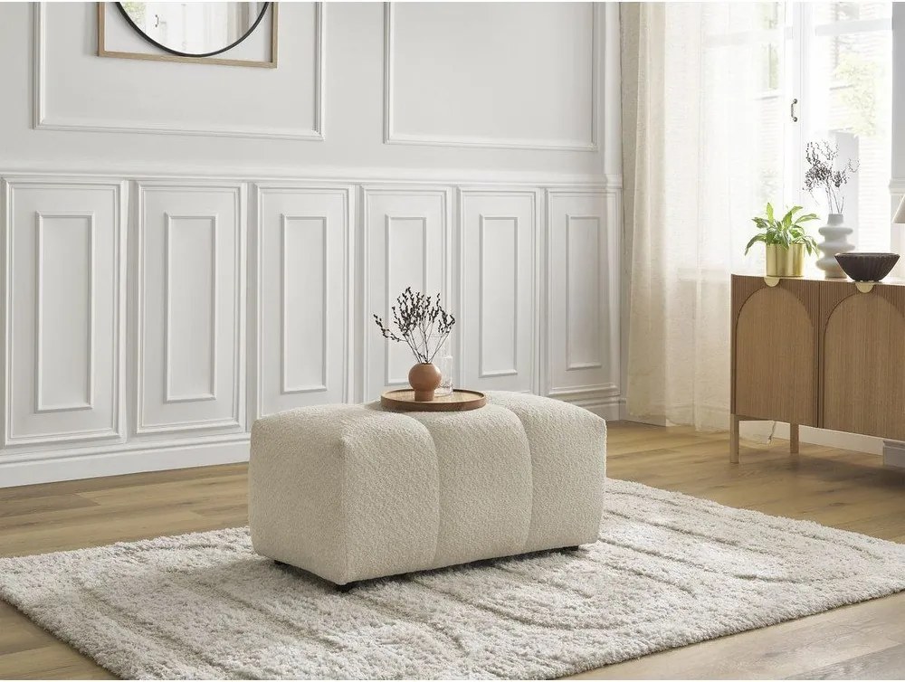 Taburet bej cu tapițerie din țesătură bouclé Roxelane – Bobochic Paris