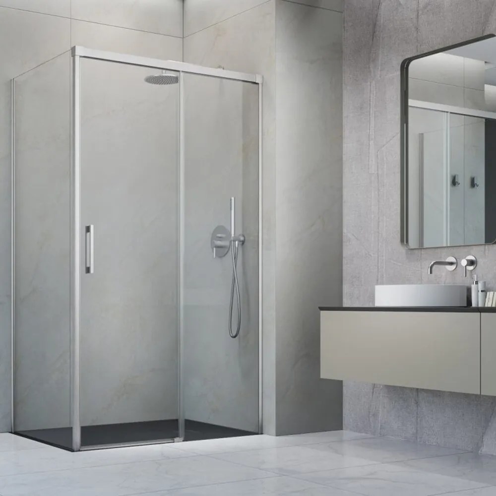 Perete lateral stanga Radaway Idea KDJ 110 cm finisaj nichel periat-transparent sticla 6 mm