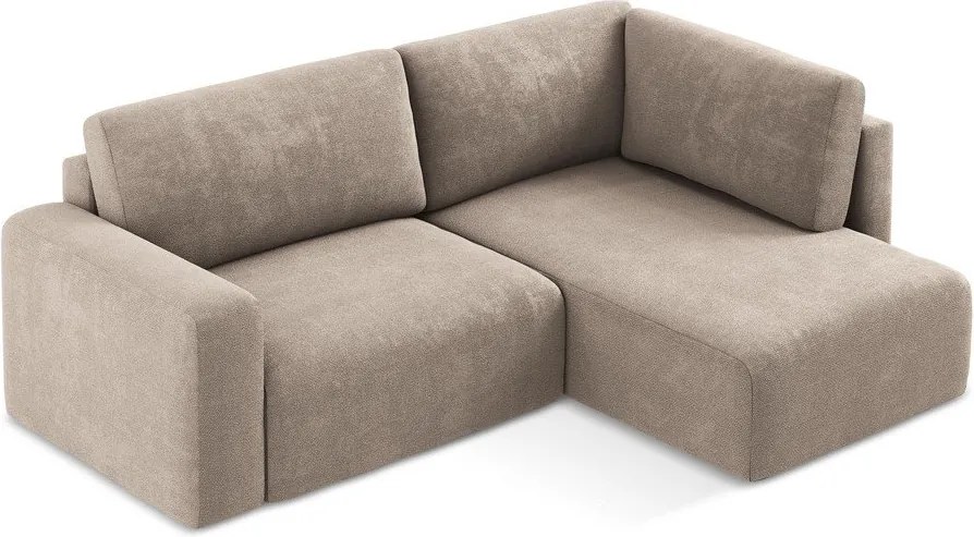 Colțar bej extensibil/cu spațiu de depozitare cu tapițerie din chenille (cu colț pe partea dreaptă/în formă de ”L”) Kona – Makamii