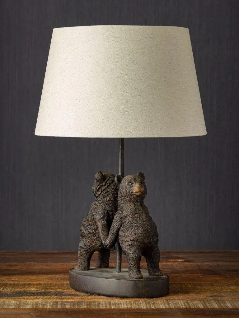 Lampa de masa, din rasina, cu abajur din bumbac, Back