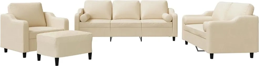 vidaXL Set de canapele cu perne, 4 piese, crem, microfibră