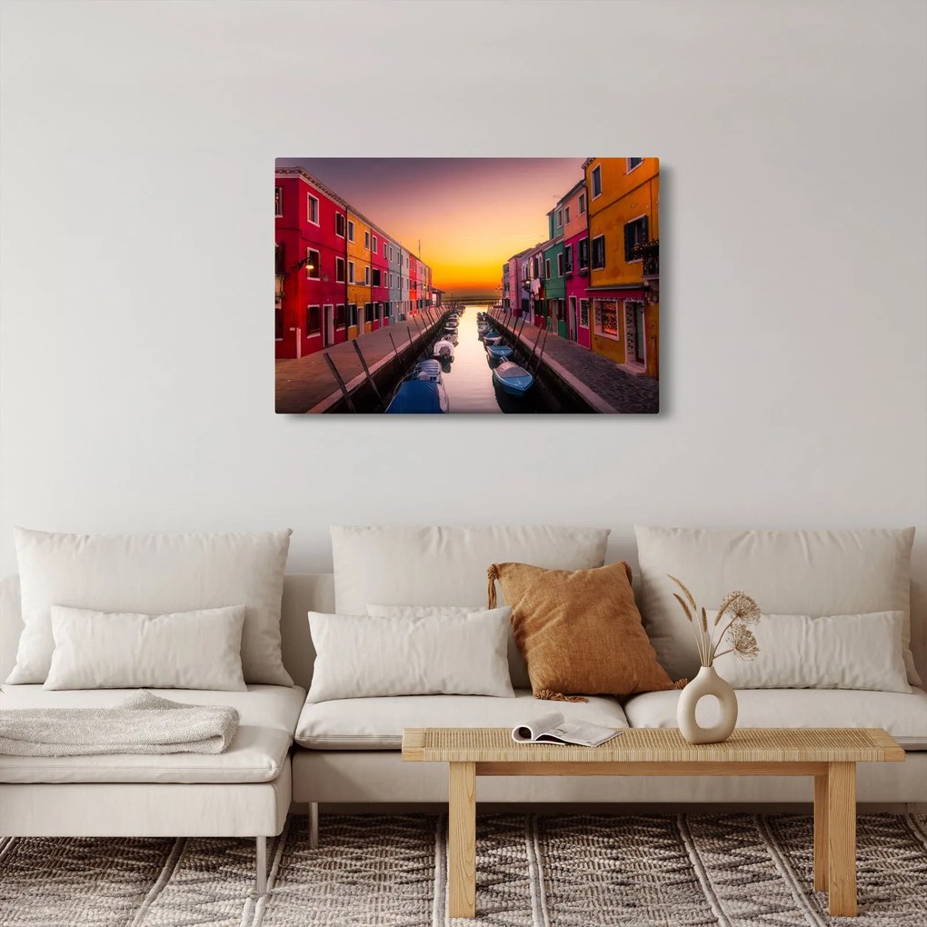 Tablou - Apus de soare, insula Burano, Veneția, Italia (90x60 cm)