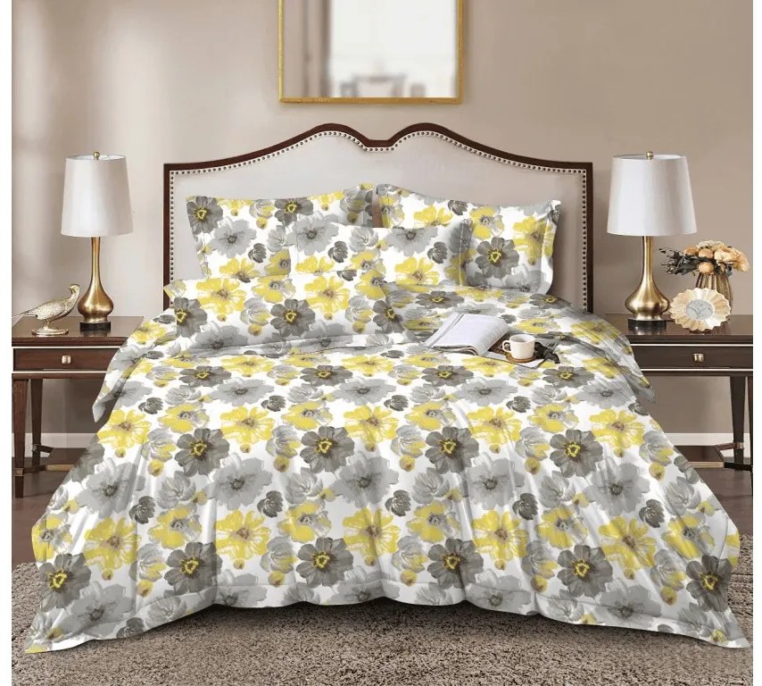 Lenjerie de pat din microfibra FEONELLE galben-gri Dimensiune lenjerie de pat: 70 x 90 cm | 140 x 220 cm