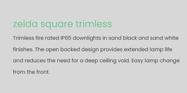 Spot incastrabil rezistent foc protectie IP65 Zelda Trimless Square negru