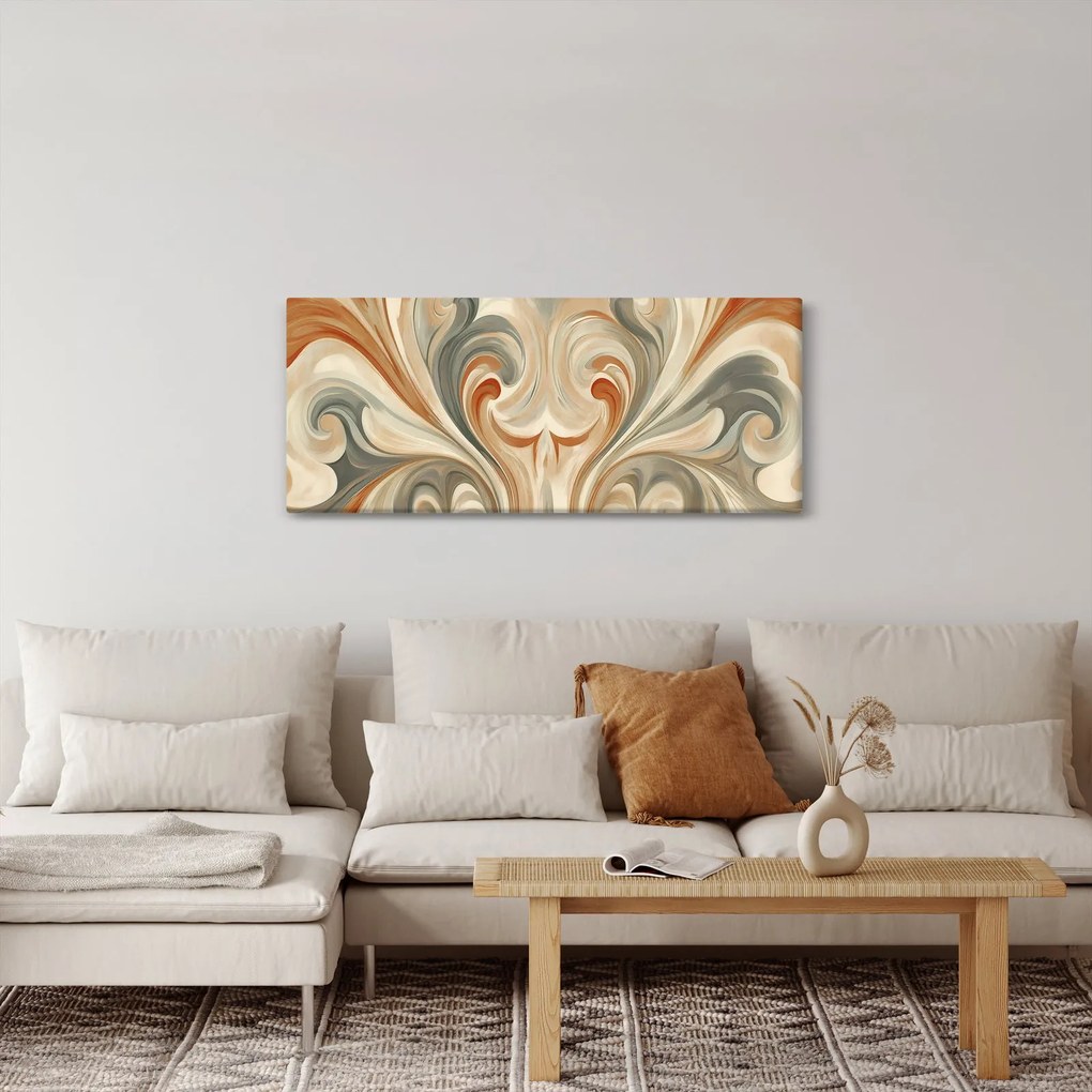 Tablou - Vârtejuri în culori pământii (120x50 cm)