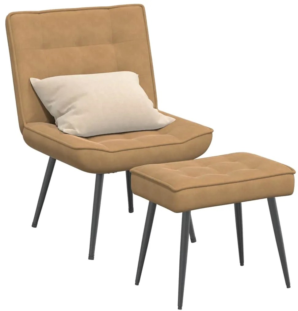 vidaXL Scaun de relaxare cu taburet, maro, catifea