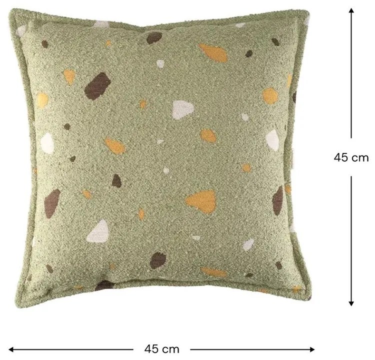 Pernă decorativă pentru copii verde cu tapițerie din țesătură bouclé/cu tapițerie din chenille Terrazzo Block – Wigiwama