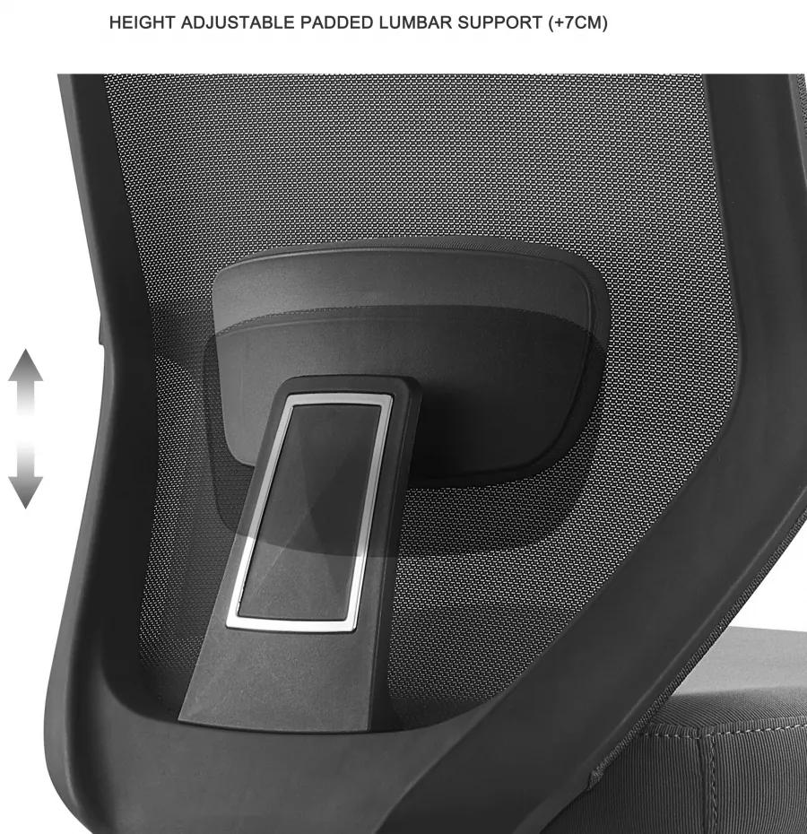Scaun ergonomic Joy-H, sezut translatie, Mesh/Textil, Negru