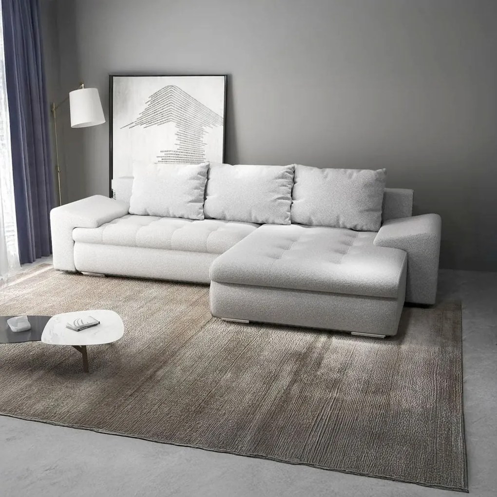 Colțar extensibil dumonde cu ladă de depozitare si sezut confortabil din spuma high-density, Leonardo Euphoria Dove 260x185 cm II