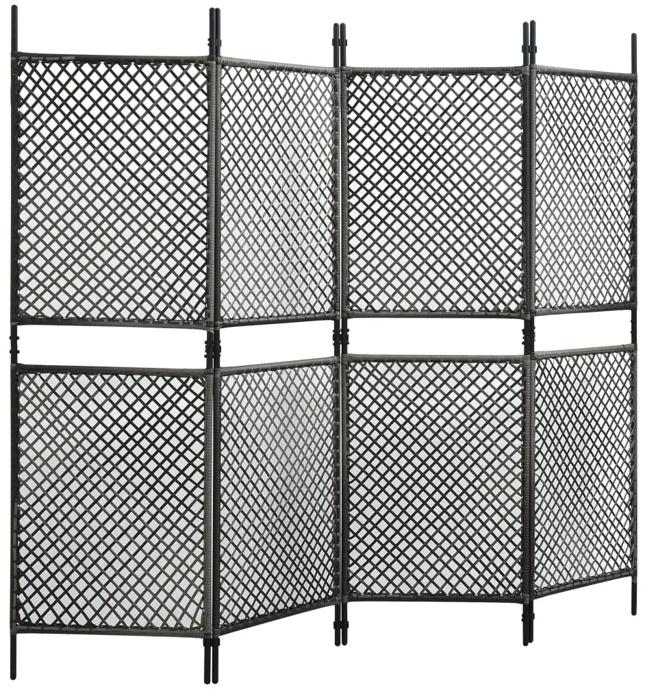 47840 vidaXL Paravan cameră, 4 panouri, antracit, 240 x 200 cm, poliratan