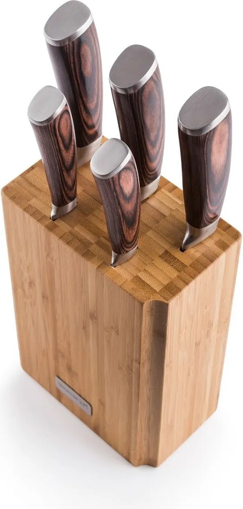 Set de cuțite G21 Gourmet Nature 5 bucăți + bloc de bambus