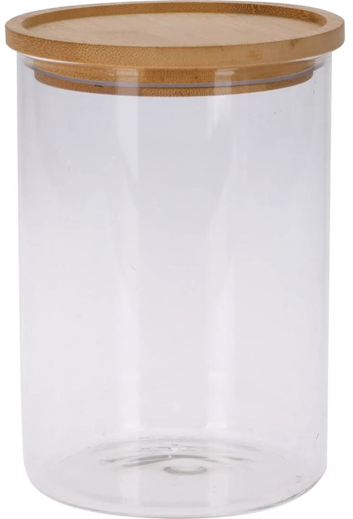 Recipient din sticlă, borcan cu capac din bambus, 1,7 l