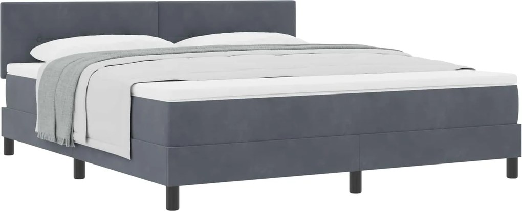 vidaXL Pat cu arcuri cu saltea Gri închis 180 x 200 cm Catifea