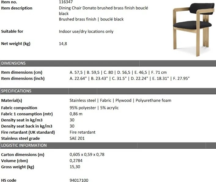 Scaun design LUX Donato, boucle negru 116347 HZ