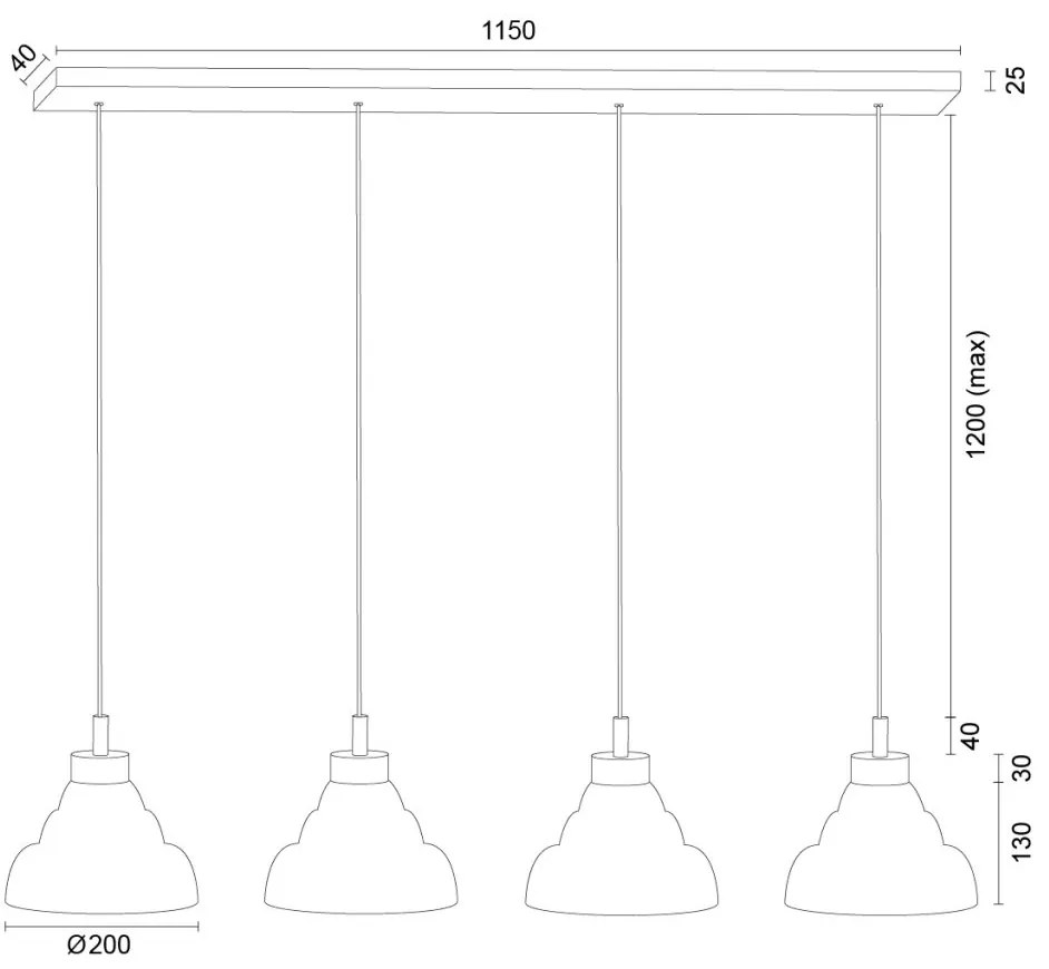 Lustra cu 4 pendule suspendate din Sticla, Alb, VENTURA