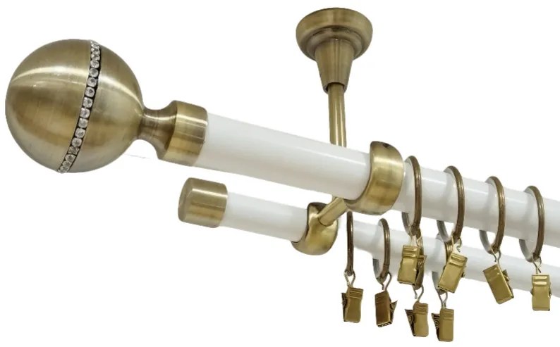 Galerie tavan KALISTO CRYSTAL - 25/19 - alb/aur antic (Alege marime: 200 cm)