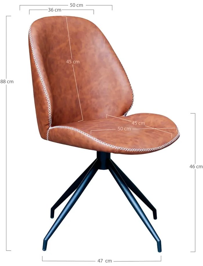 Scaune de dining maro coniac 2 buc. Monte – House Nordic