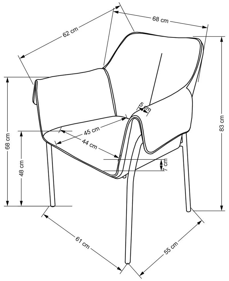 Scaun de bucaterie Andras, gri