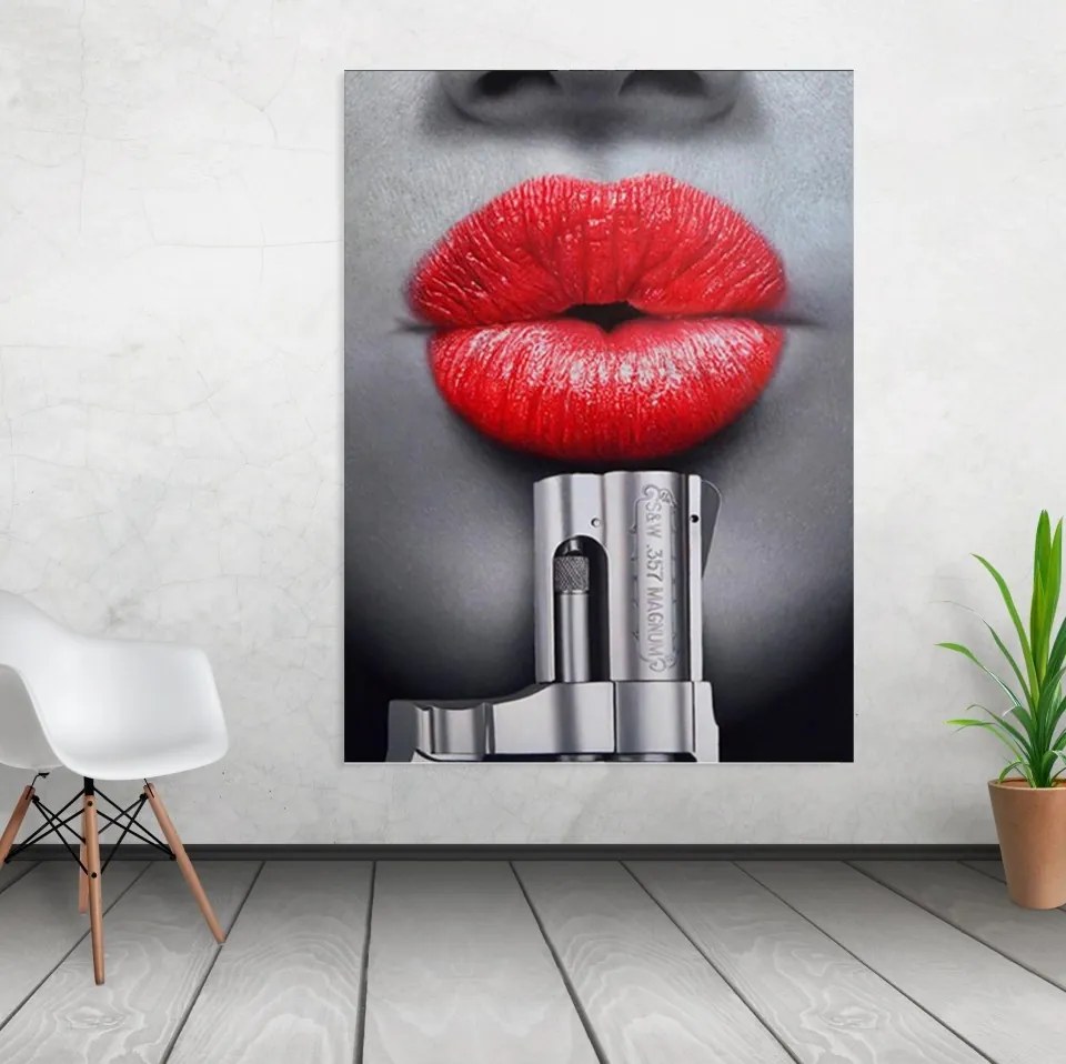 Tablou canvas Gun Lips 120x80 cm
