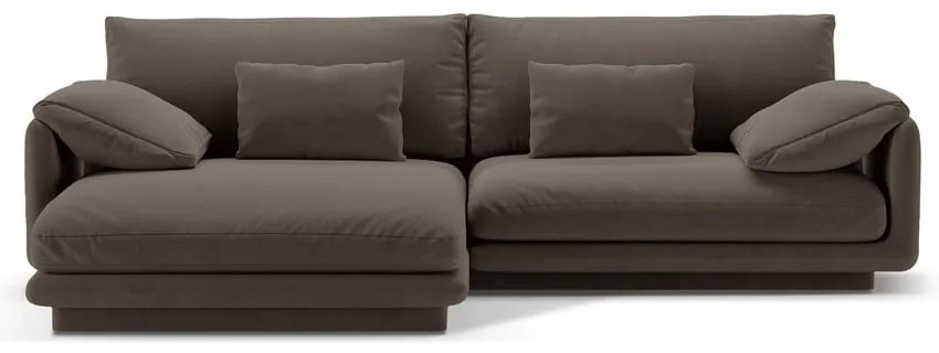 Colțar maro cu tapițerie din catifea (cu colț pe partea stângă /cu șezlong) Torino – Micadoni