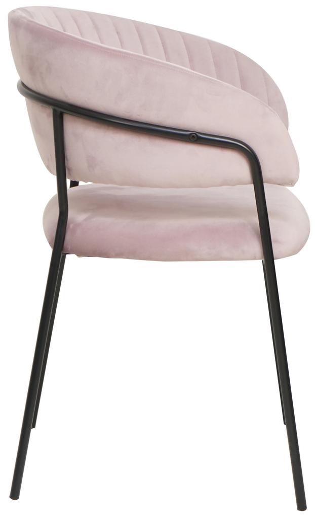 Scaun din catifea cu spatar matlasat roz