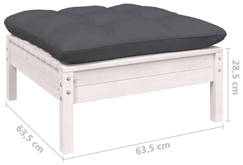 Set mobilier de gradina cu perne antracit, 3 piese, lemn pin Alb, 1